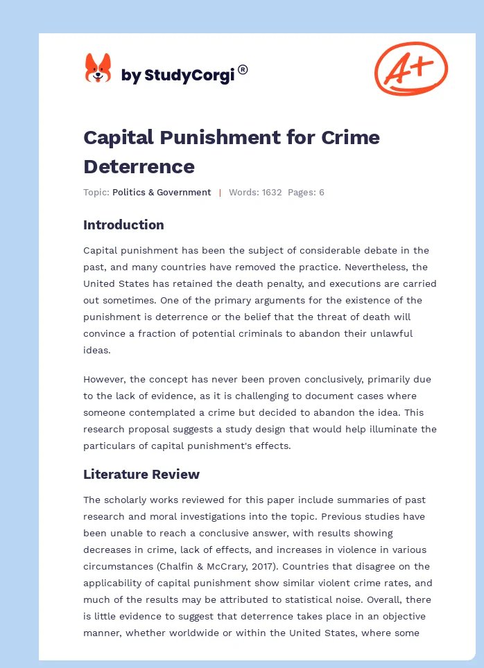 Capital Punishment for Crime Deterrence. Page 1