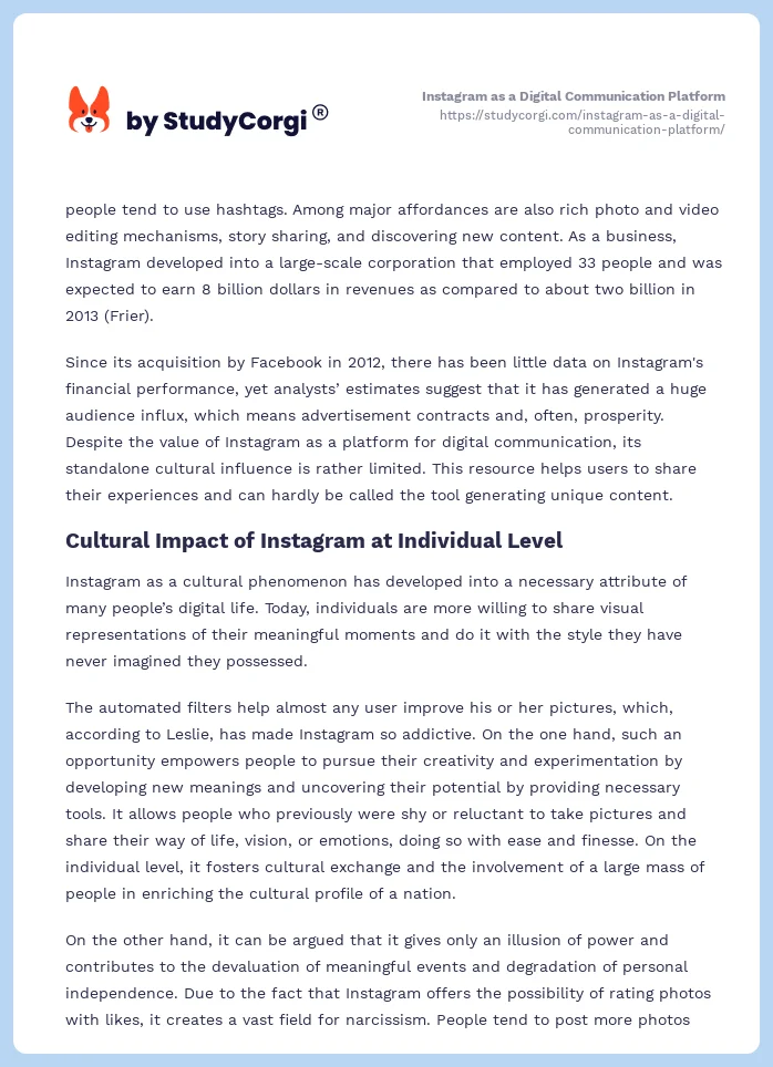 Instagram as a Digital Communication Platform. Page 2