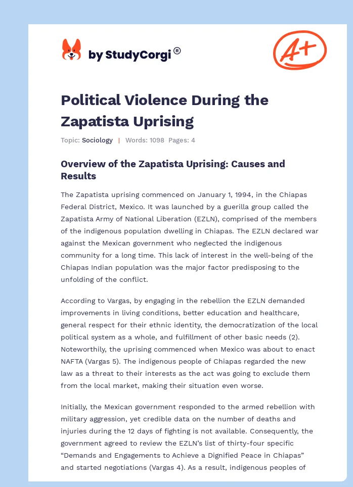 Political Violence During the Zapatista Uprising. Page 1
