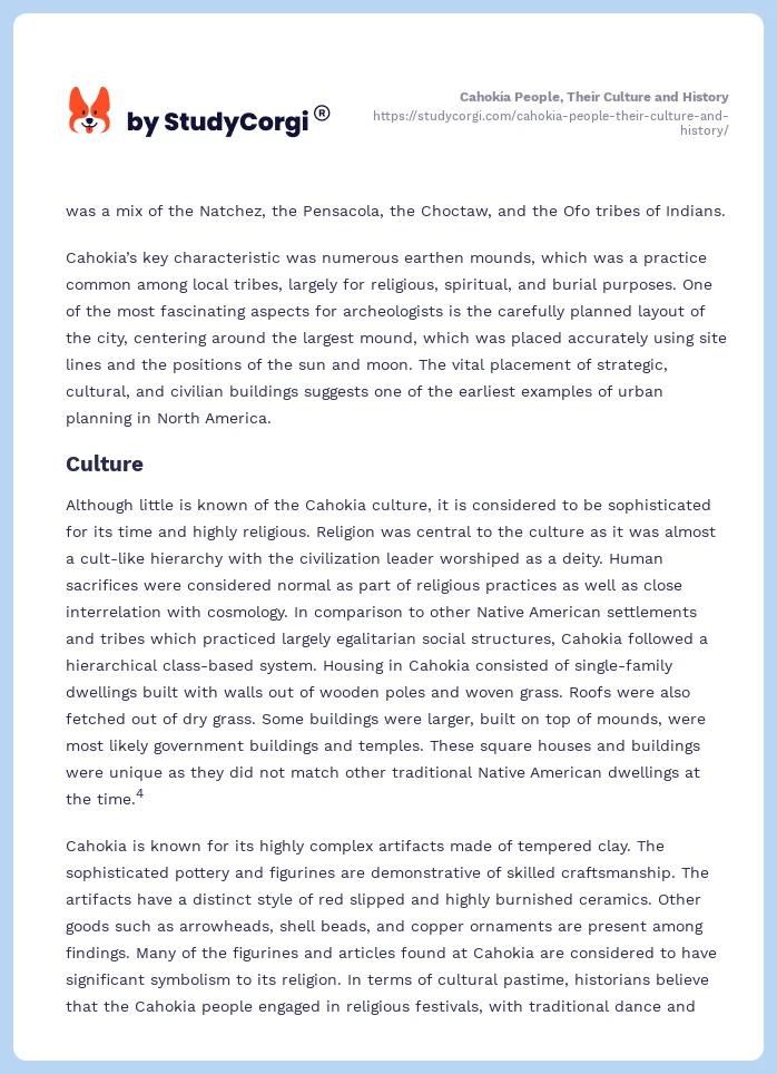 Cahokia People, Their Culture and History. Page 2