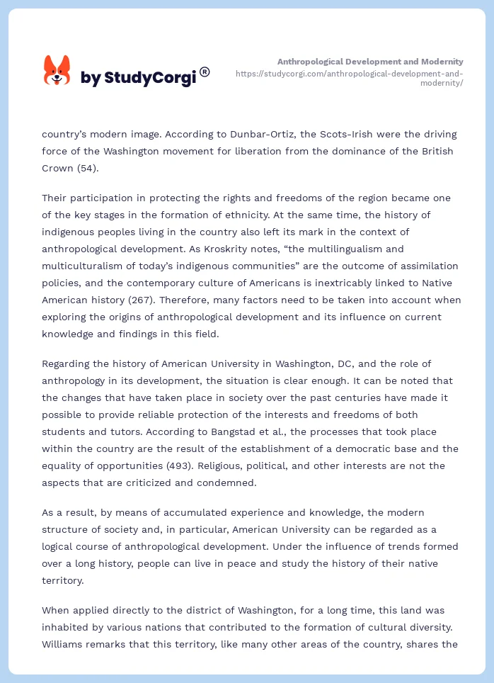 Anthropological Development and Modernity. Page 2
