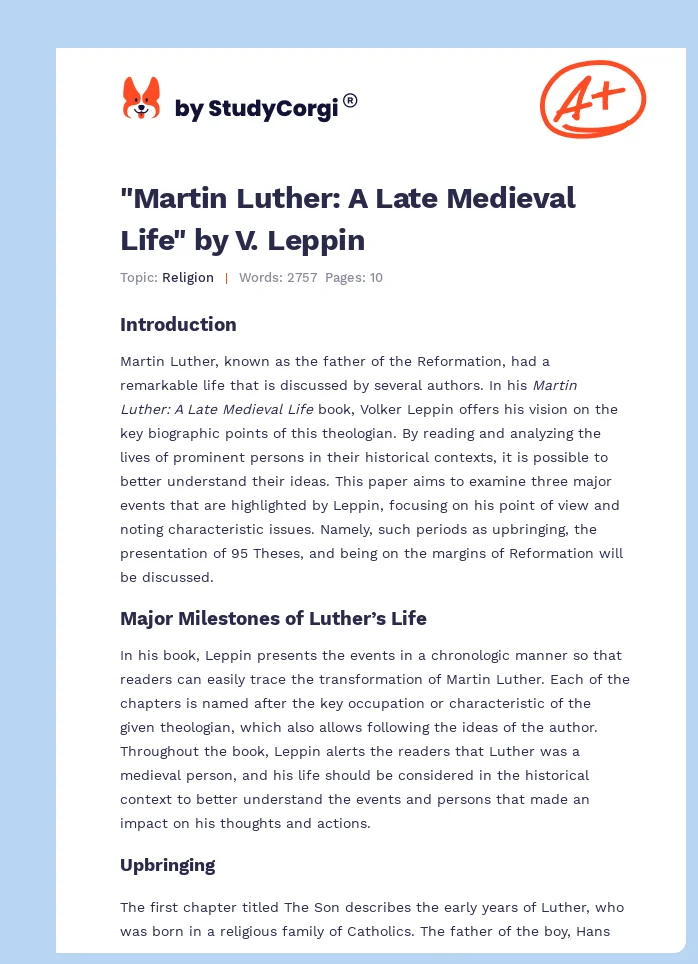 "Martin Luther: A Late Medieval Life" by V. Leppin. Page 1