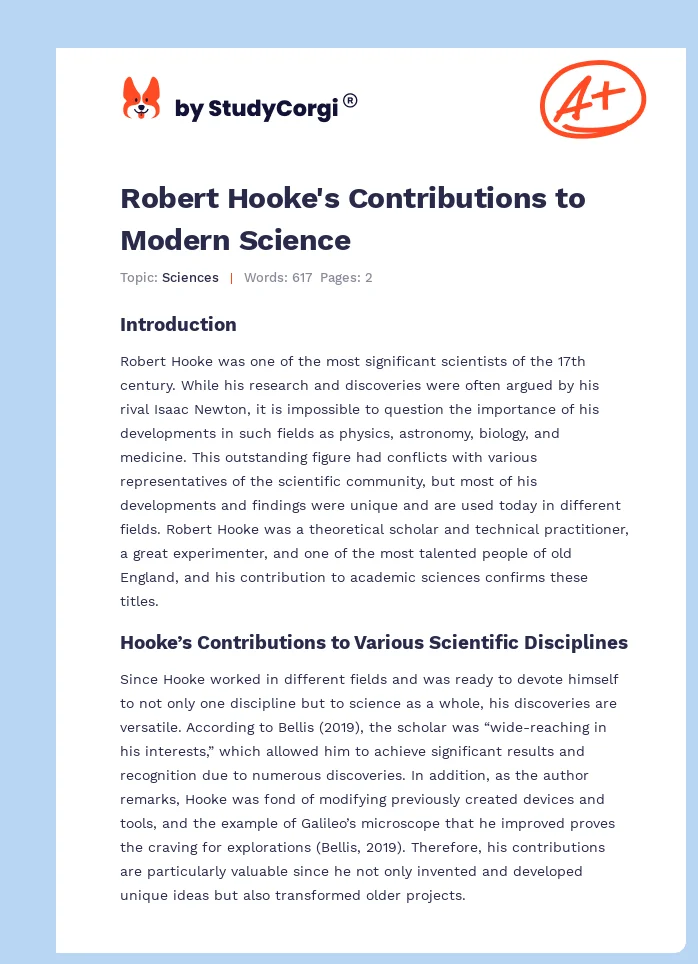 Robert Hooke's Contributions to Modern Science. Page 1