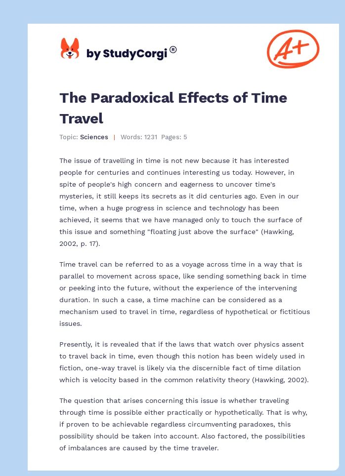 The Paradoxical Effects of Time Travel. Page 1