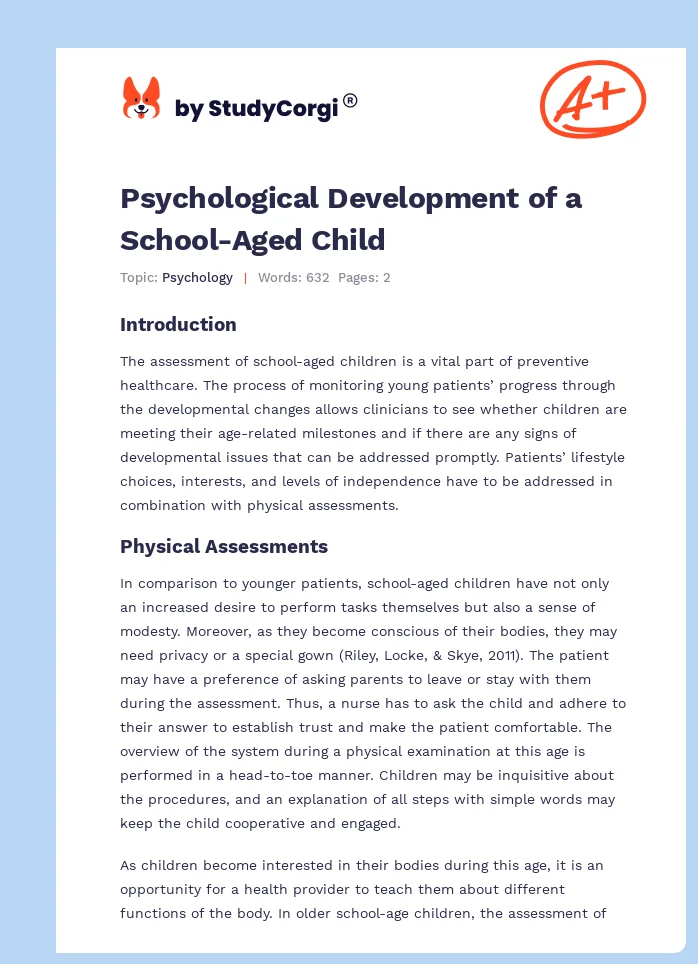Psychological Development of a School-Aged Child. Page 1