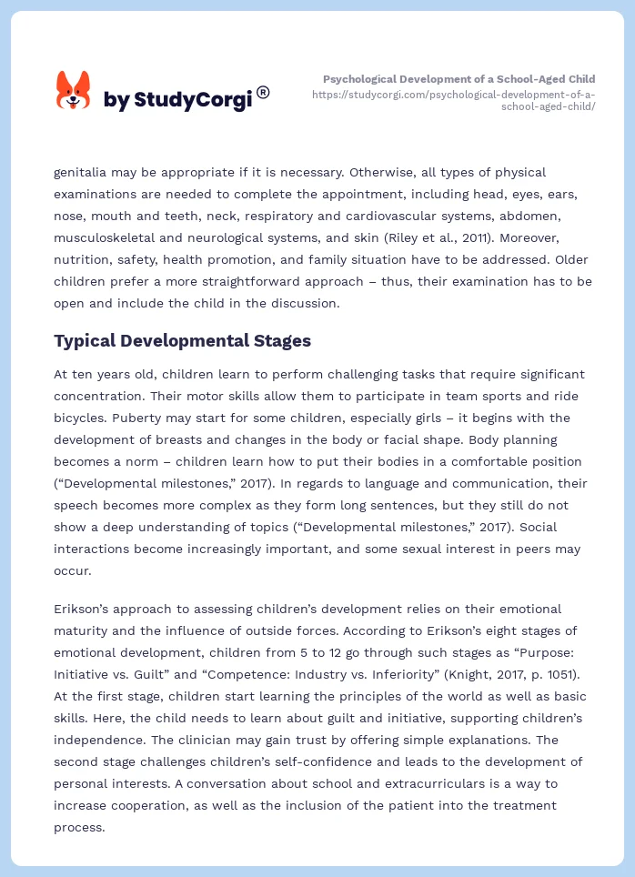 Psychological Development of a School-Aged Child. Page 2
