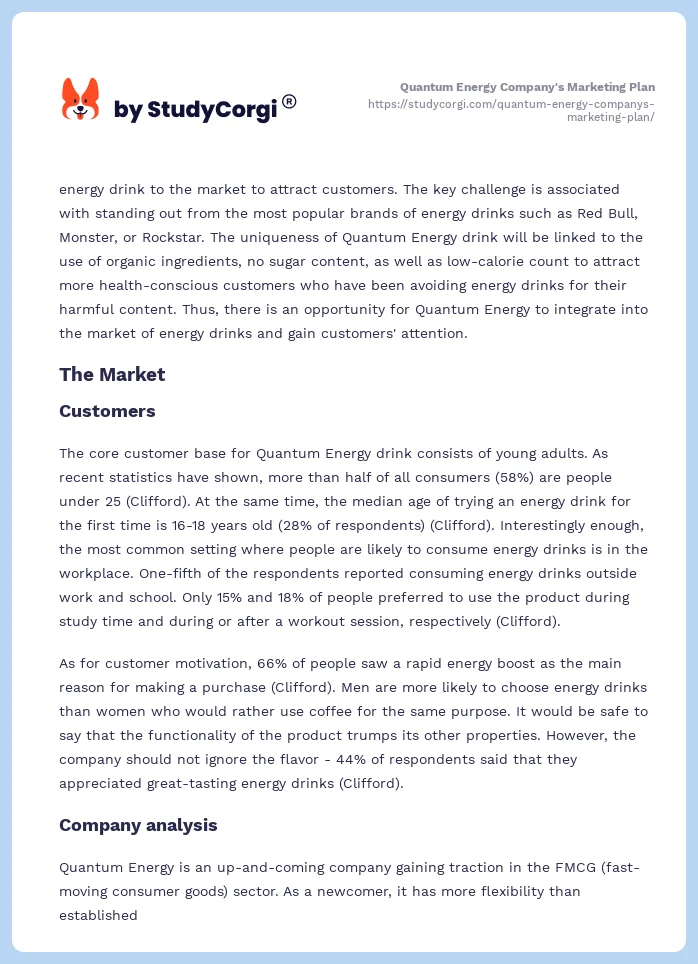 Quantum Energy Company's Marketing Plan. Page 2