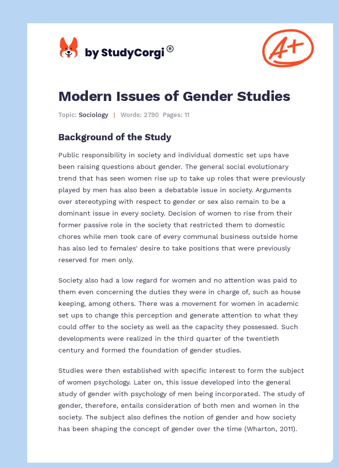 Modern Issues of Gender Studies. Page 1