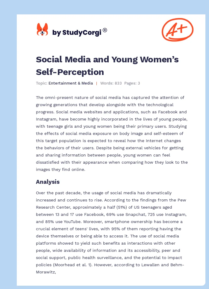 Social Media and Young Women’s Self-Perception. Page 1