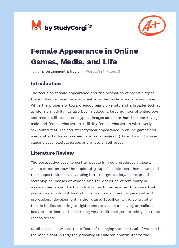 Female Appearance in Online Games, Media, and Life. Page 1