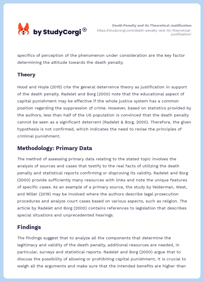 Death Penalty and Its Theoretical Justification. Page 2
