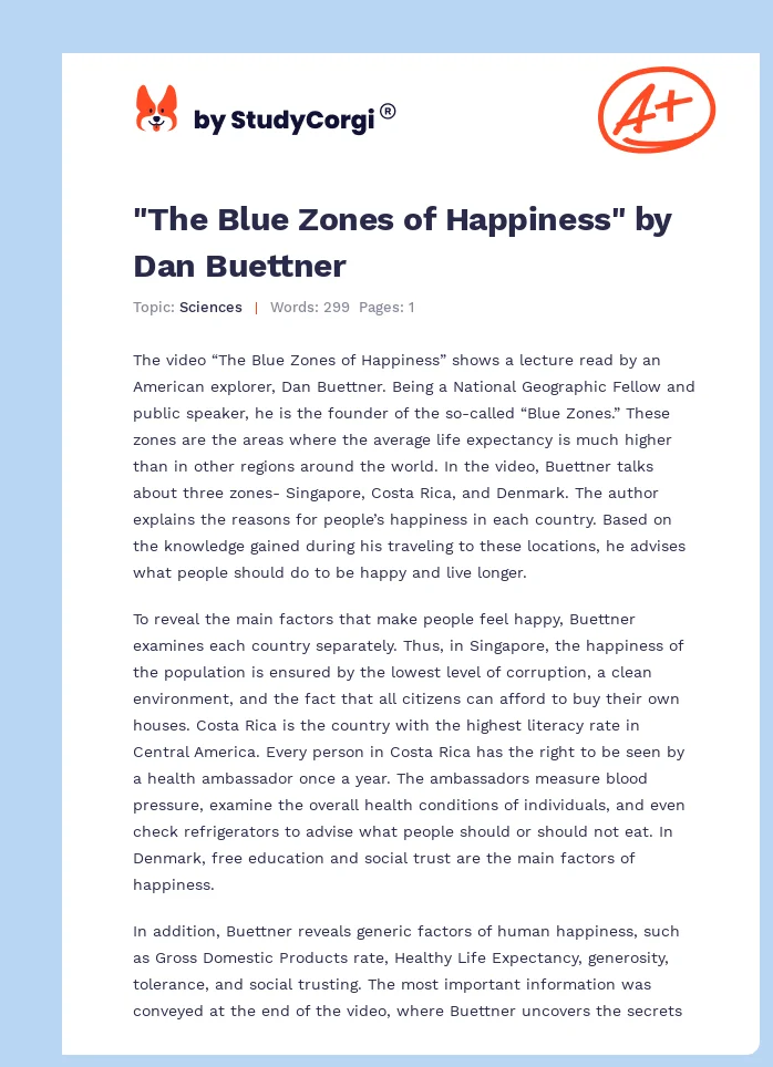 "The Blue Zones of Happiness" by Dan Buettner. Page 1