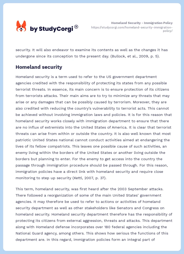 Homeland Security - Immigration Policy. Page 2