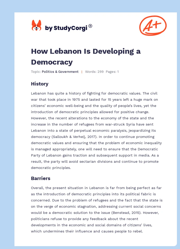 How Lebanon Is Developing a Democracy. Page 1
