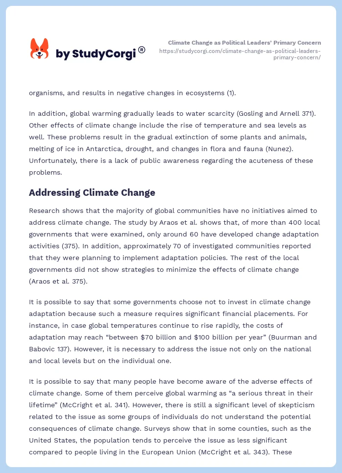 Climate Change as Political Leaders’ Primary Concern. Page 2