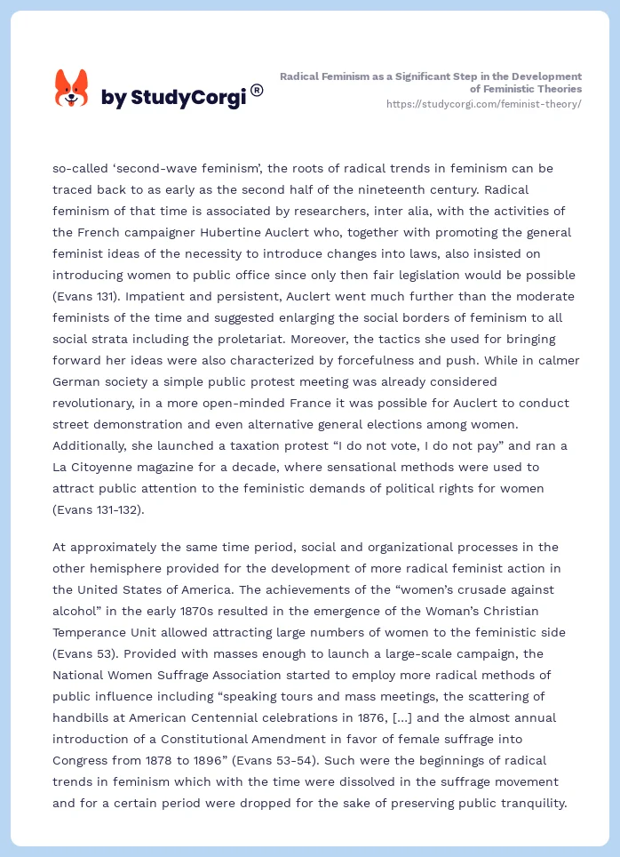 Radical Feminism as a Significant Step in the Development of Feministic Theories. Page 2