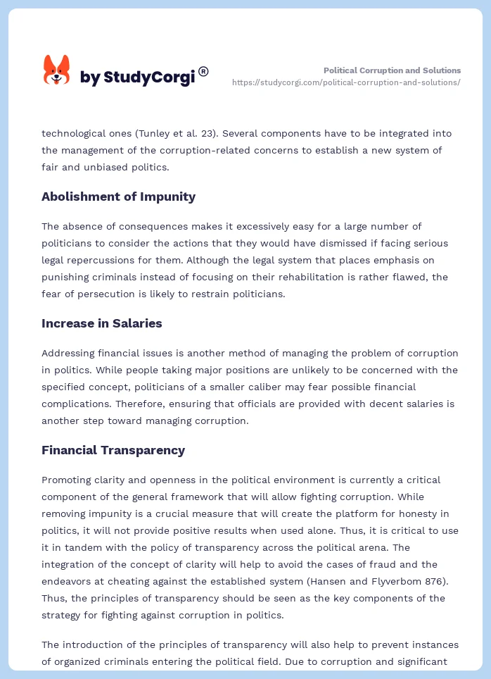 Political Corruption and Solutions. Page 2