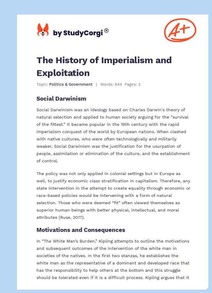 The History of Imperialism and Exploitation. Page 1