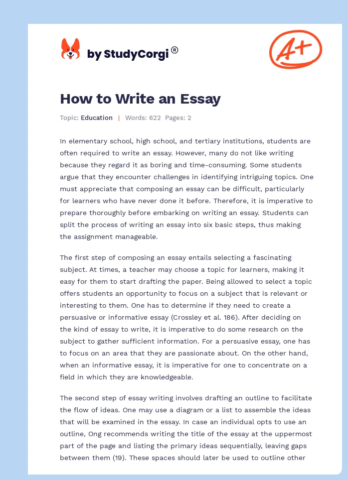 How to Write an Essay. Page 1
