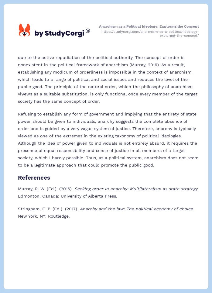 Anarchism as a Political Ideology: Exploring the Concept. Page 2