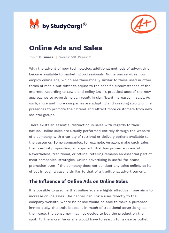 Online Ads and Sales. Page 1