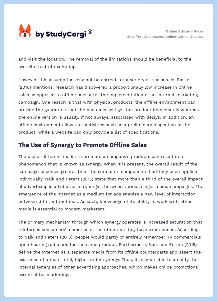 Online Ads and Sales. Page 2