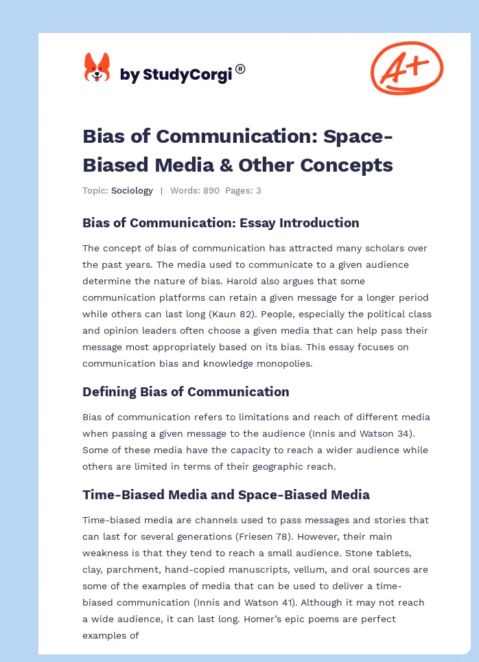 Bias of Communication: Space-Biased Media & Other Concepts. Page 1