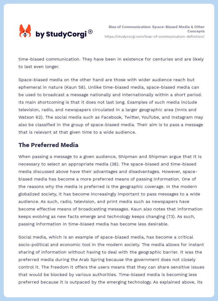 Bias of Communication: Space-Biased Media & Other Concepts. Page 2