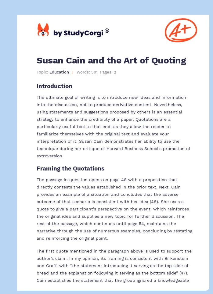 Susan Cain and the Art of Quoting. Page 1