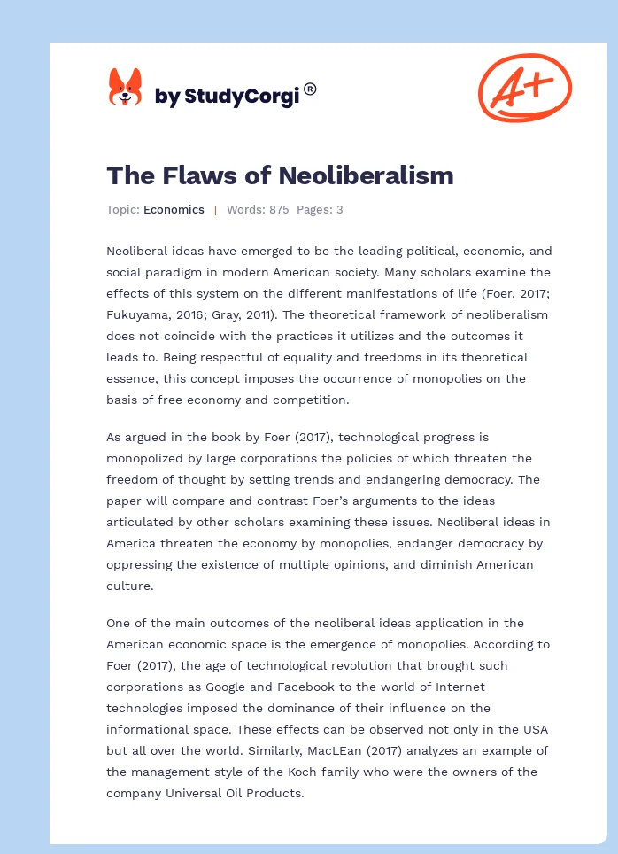 The Flaws of Neoliberalism. Page 1