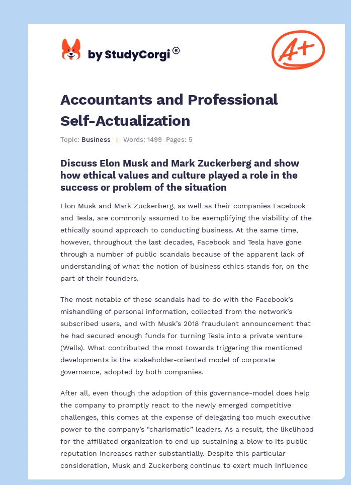Accountants and Professional Self-Actualization. Page 1
