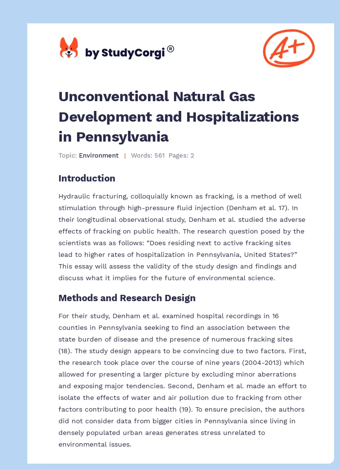 Unconventional Natural Gas Development and Hospitalizations in Pennsylvania. Page 1