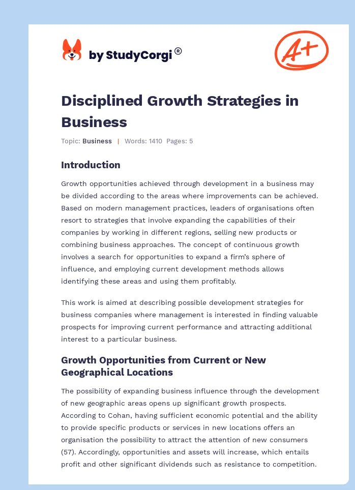 Disciplined Growth Strategies in Business. Page 1