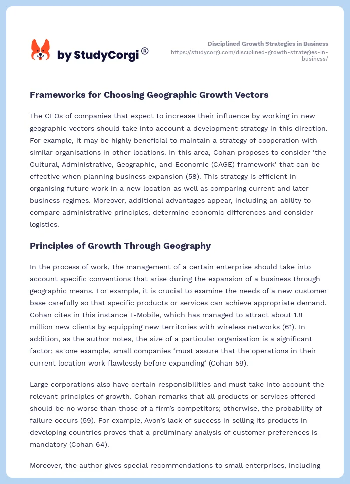 Disciplined Growth Strategies in Business. Page 2