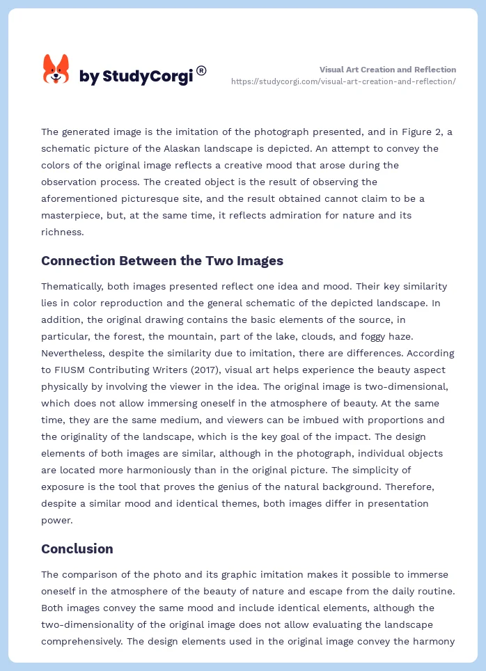 Visual Art Creation and Reflection. Page 2