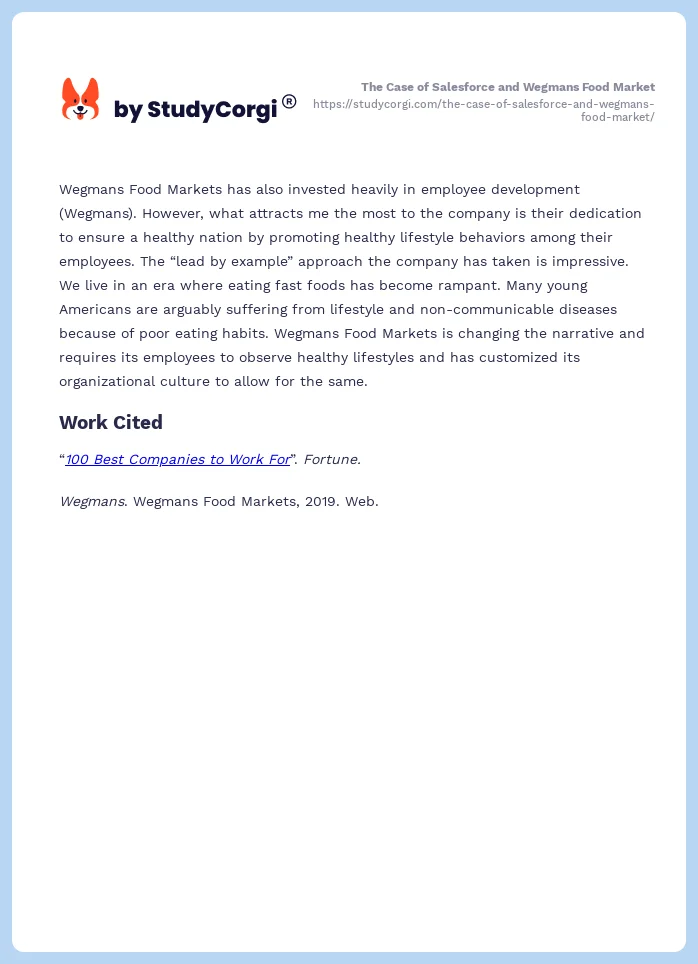 The Case of Salesforce and Wegmans Food Market. Page 2