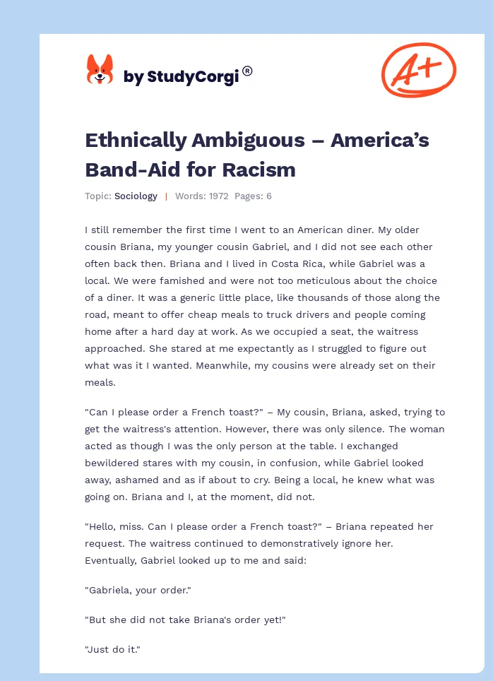 Ethnically Ambiguous – America’s Band-Aid for Racism. Page 1