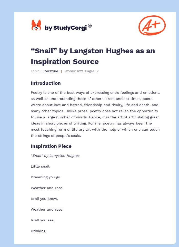 “Snail” by Langston Hughes as an Inspiration Source. Page 1