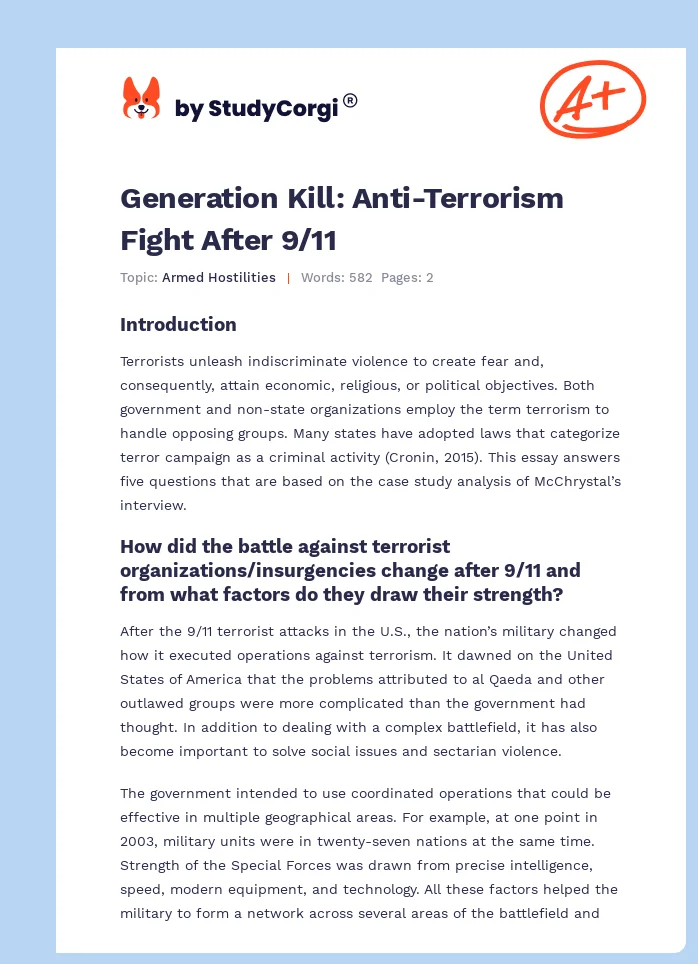 Generation Kill: Anti-Terrorism Fight After 9/11. Page 1