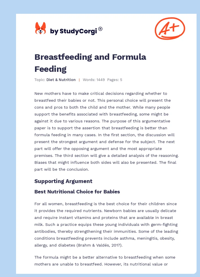 Breastfeeding and Formula Feeding. Page 1