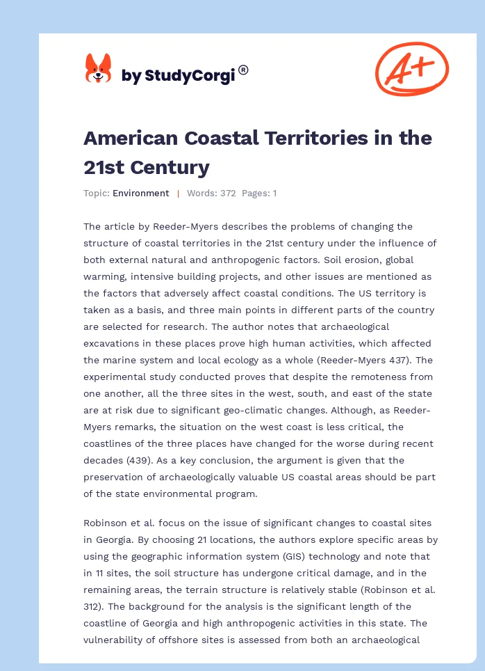 American Coastal Territories in the 21st Century. Page 1