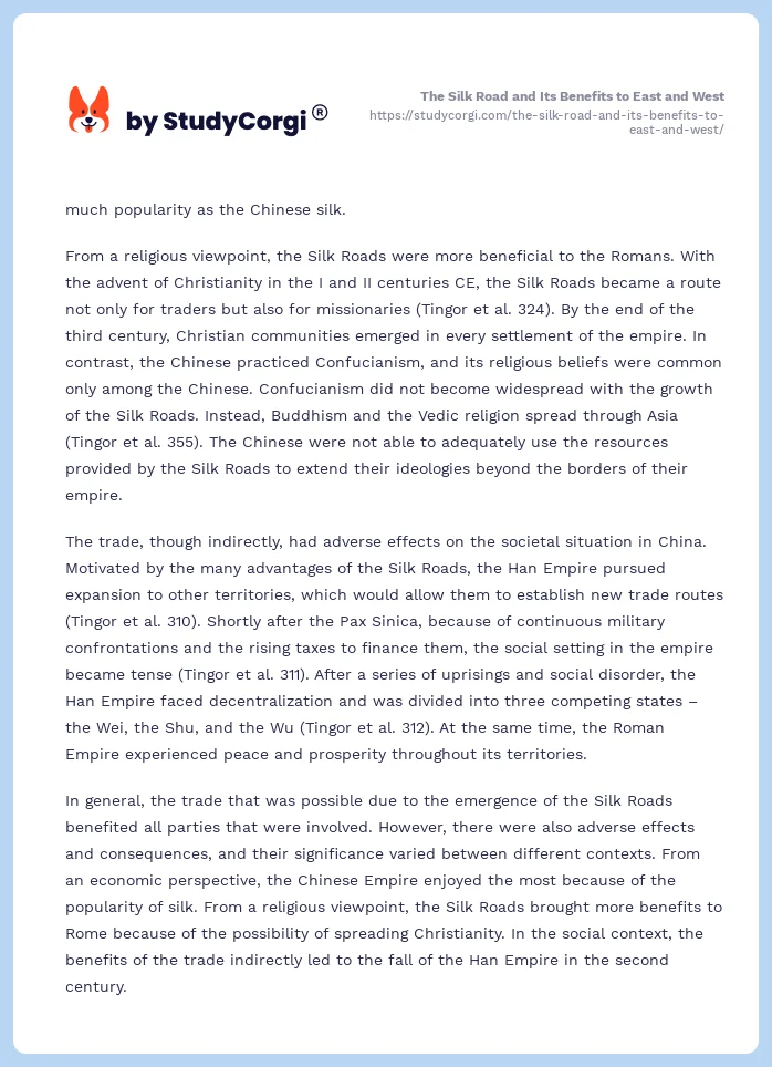 The Silk Road and Its Benefits to East and West. Page 2