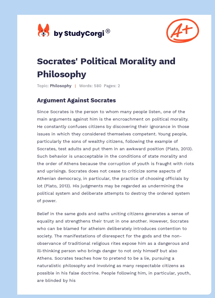 Socrates' Political Morality and Philosophy. Page 1
