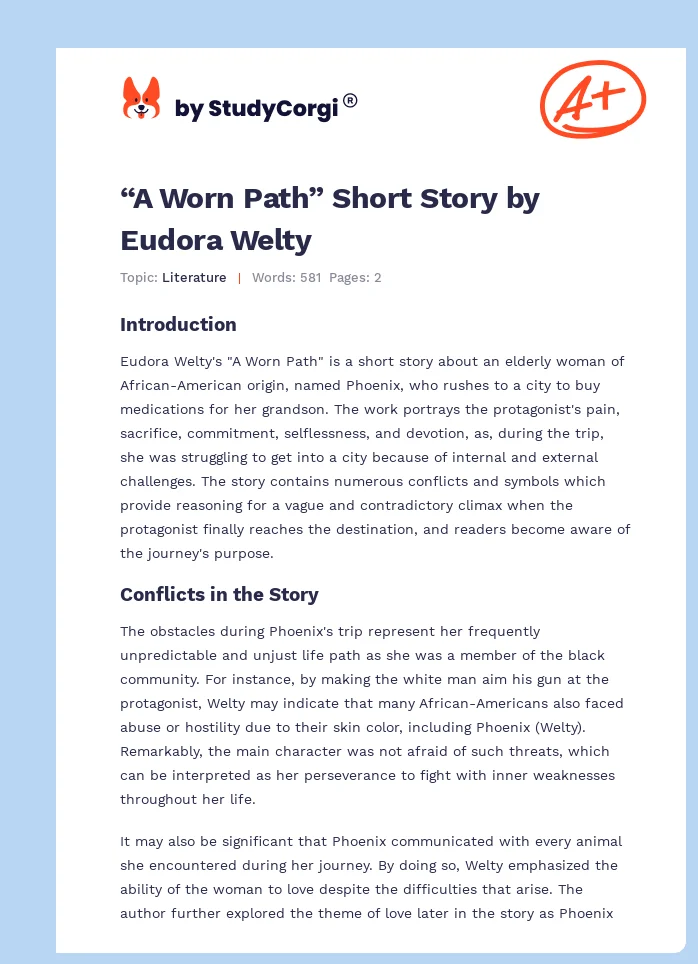 “A Worn Path” Short Story by Eudora Welty. Page 1
