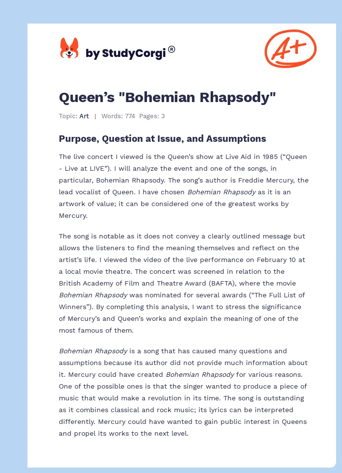 Queen’s "Bohemian Rhapsody". Page 1