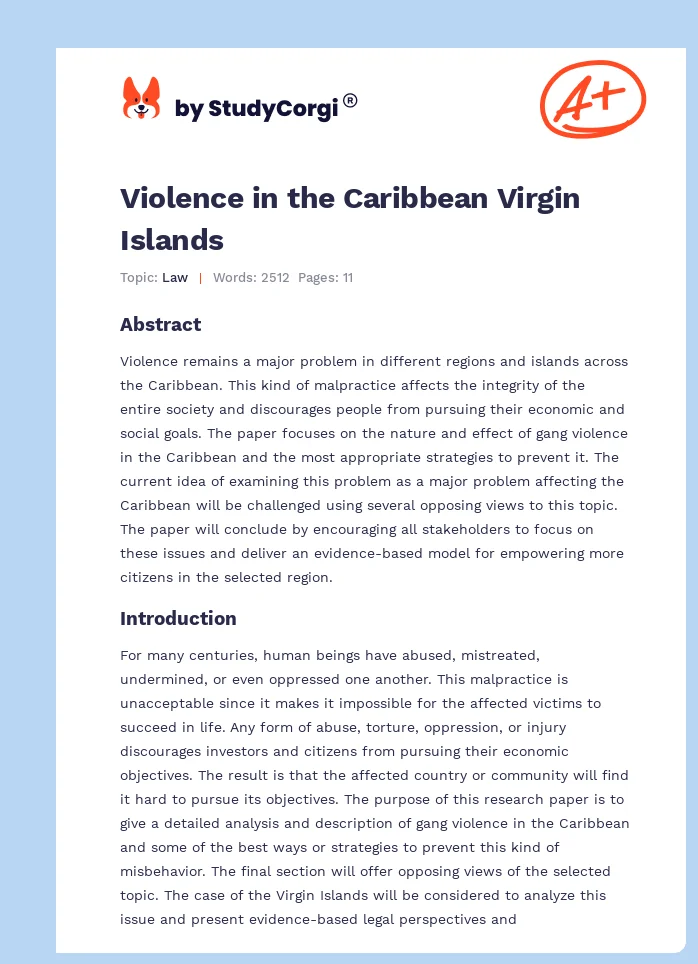 Violence in the Caribbean Virgin Islands. Page 1