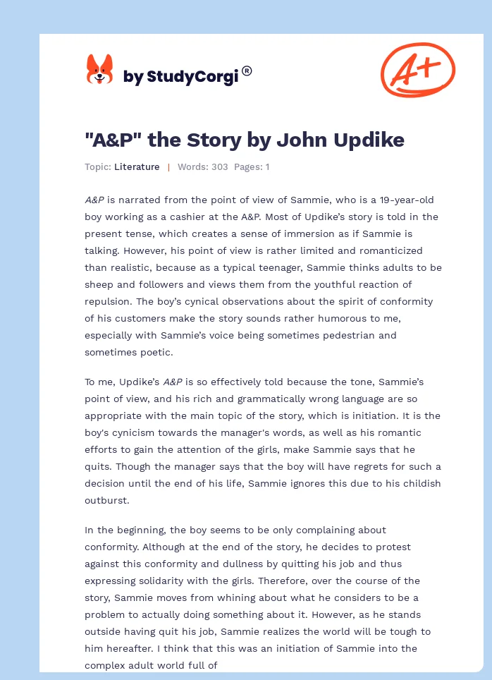 "A&P" the Story by John Updike. Page 1