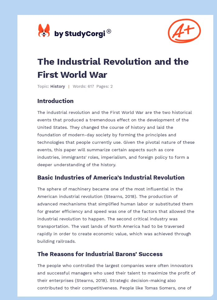 The Industrial Revolution and the First World War. Page 1