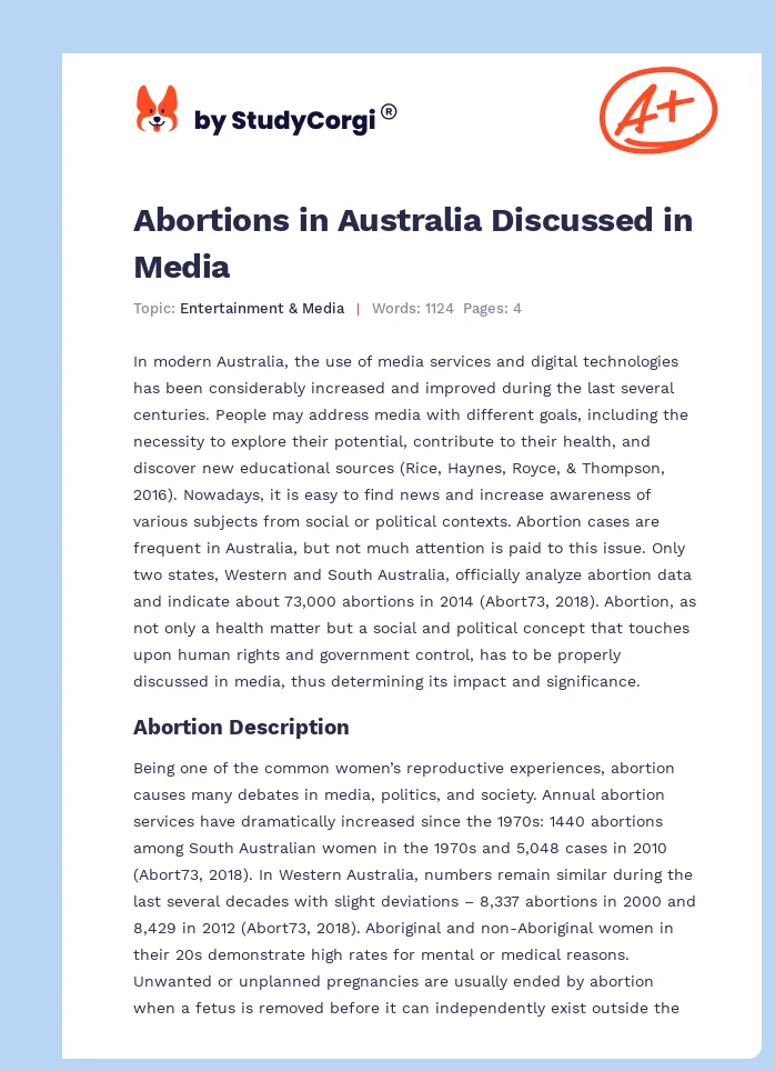 Abortions in Australia Discussed in Media. Page 1