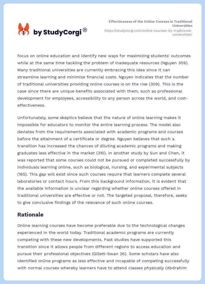 Effectiveness of the Online Courses in Traditional Universities. Page 2